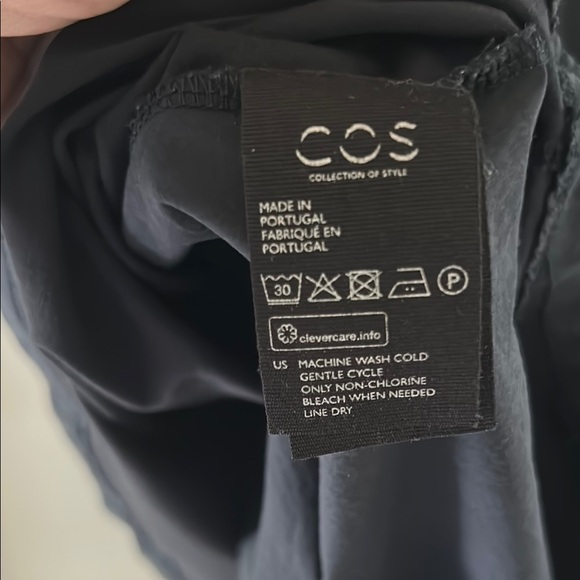 COS Dark Blue mixed fabric dress with curved hem - Picture 9 of 10